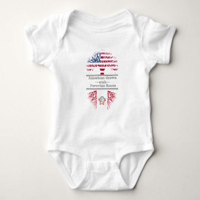 American Grown With Peruvian Roots Great Gift Baby Bodysuit (Front)