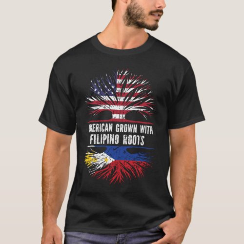 American Grown with Philippine Roots USA Flag T_Shirt