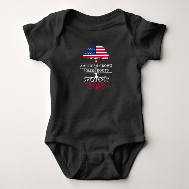 American Grown with Polish Roots   Poland Design Baby Bodysuit (Front)