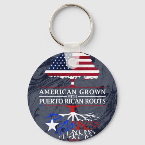 American Grown with Puerto Rican Roots Marble Keychain