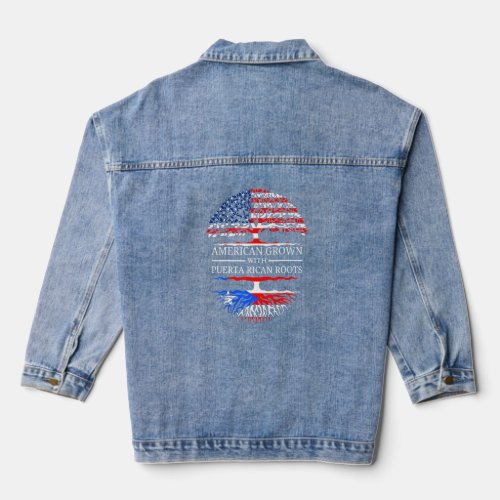 American Grown With Puerto Rican Roots Usa Flag Vi Denim Jacket