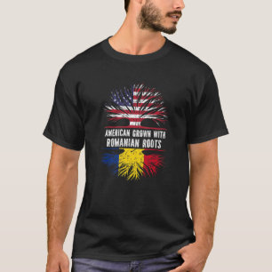 American Grown With Romanian Roots USA Flag Romani T-Shirt