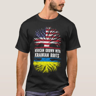 American Grown with Roots USA Flag Ukraine T-Shirt