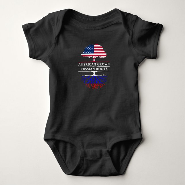 American Grown with Russian Roots   Russia Design Baby Bodysuit (Front)