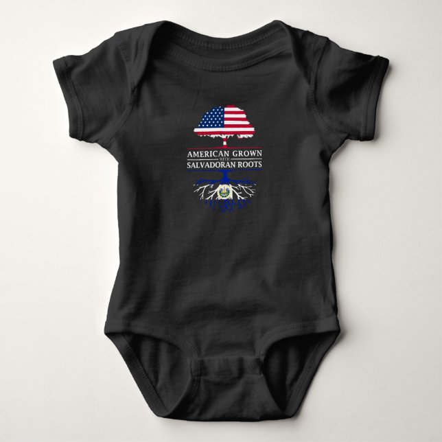 American Grown with Salvadoran Roots   El Baby Bodysuit (Front)
