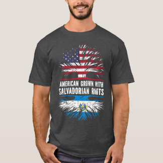 American Grown with Salvadorian Roots USA Flag El T-Shirt