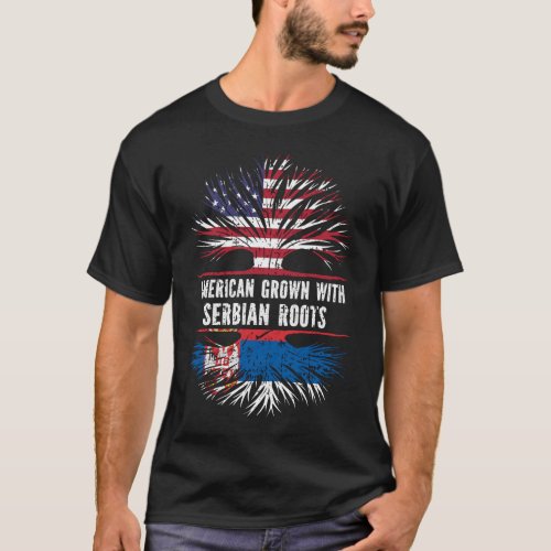 American Grown with Serbian Roots USA Flag T_Shirt