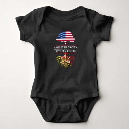 American Grown with Sicilian Roots   Sicily Design Baby Bodysuit