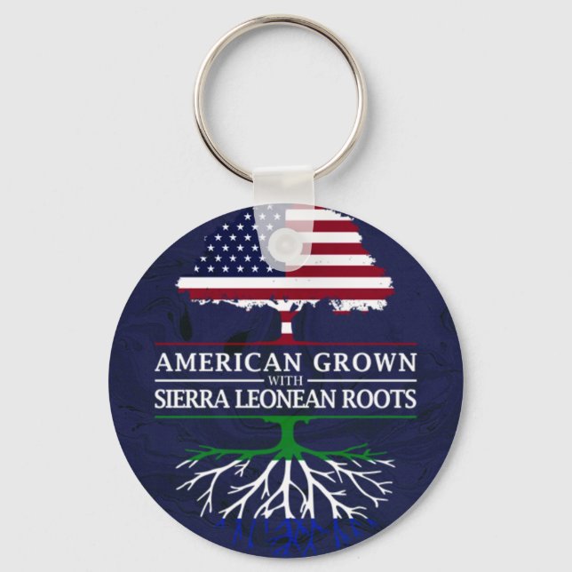 American Grown with Sierra Leonean Roots Marble Keychain (Front)