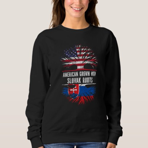 American Grown With Slovak Roots Usa Flag Slovakia Sweatshirt