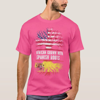 American Grown with Spanish Roots USA Flag Spain T-Shirt