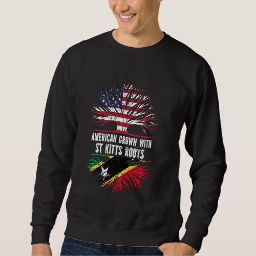 American Grown With St Kitts Roots Usa Flag Saint  Sweatshirt