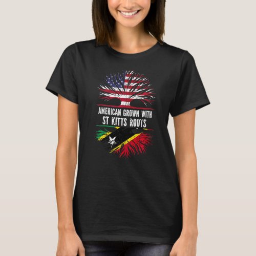 American Grown With St Kitts Roots Usa Flag Saint  T_Shirt