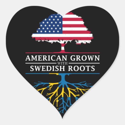 American Grown with Swedish Roots   Sweden Design Heart Sticker