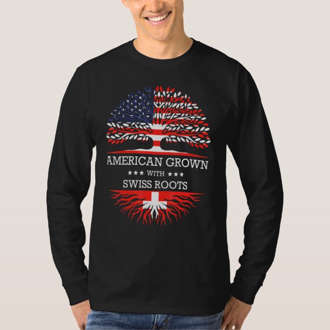 American Grown With Swiss Roots Usa Flag T-Shirt (Front)