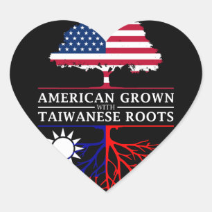 American Grown with Taiwanese Roots   Taiwan Heart Sticker