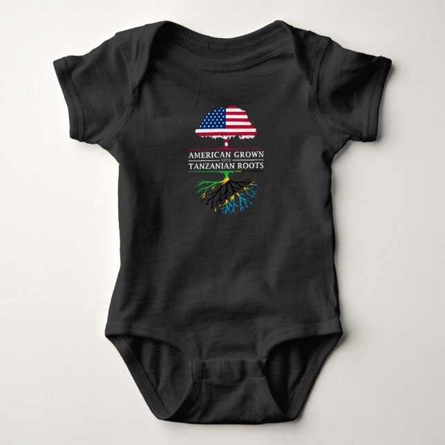 American Grown with Tanzanian Roots   Tanzania Baby Bodysuit (Front)