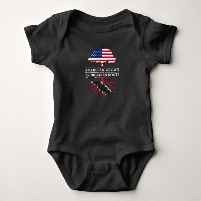 American Grown with Trinidadian Roots   Trinidad Baby Bodysuit (Front)