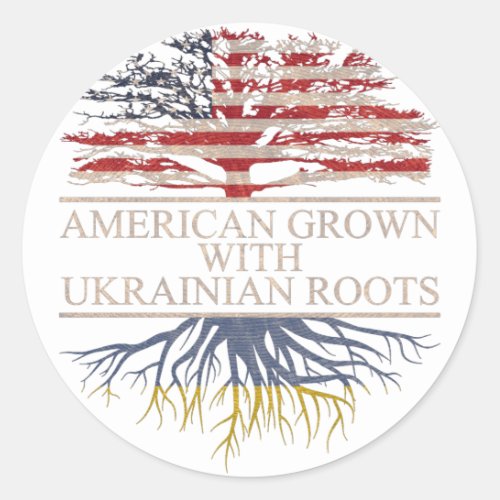 American grown with ukrainian roots classic round sticker