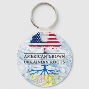 American Grown with Ukrainian Roots Marble Style Keychain