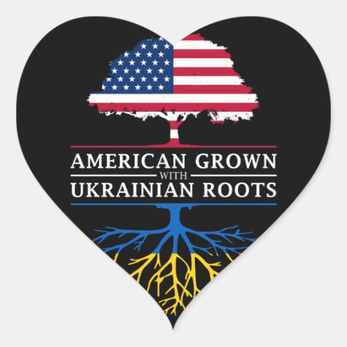 American Grown with Ukrainian Roots   Ukraine Heart Sticker