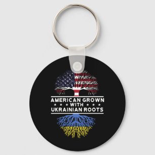 American Grown With Ukrainian Roots - Ukraine Keychain