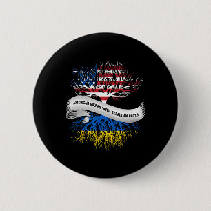 American Grown With Ukrainian Roots Ukraine Tee Button