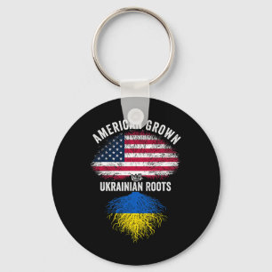 American Grown With Ukrainian Roots Usa Ukraine Fl Keychain