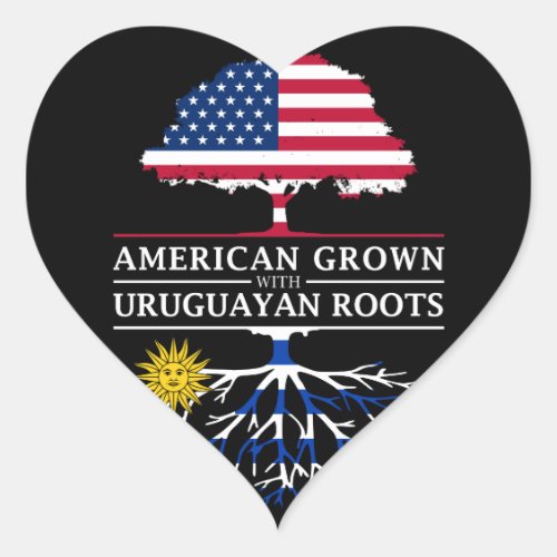 American Grown with Uruguayan Roots   Uruguay Heart Sticker