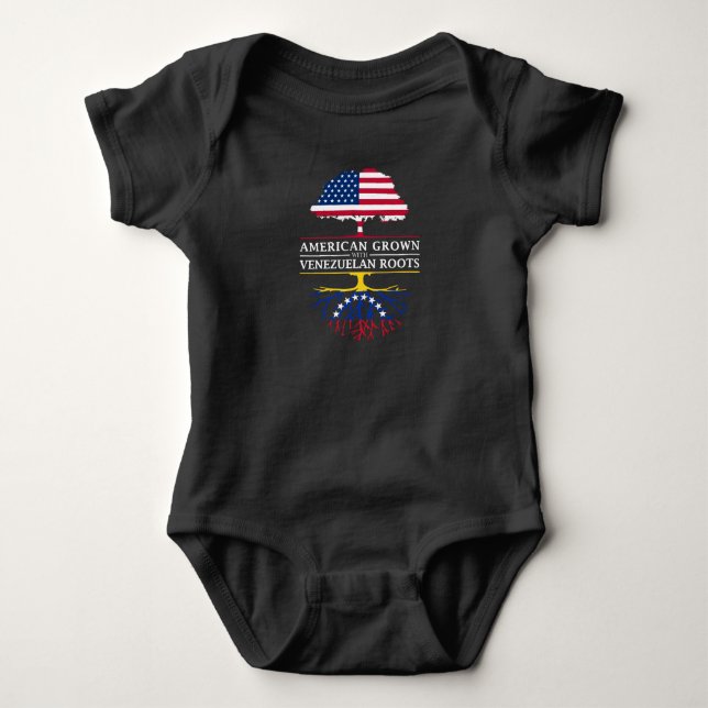 American Grown with Venezuelan Roots   Venezuela Baby Bodysuit (Front)