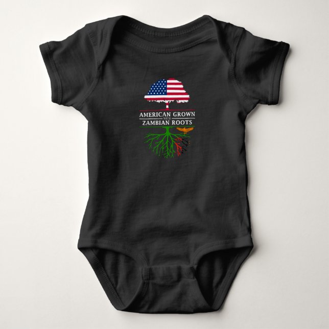 American Grown with Zambian Roots   Zambia Design Baby Bodysuit (Front)