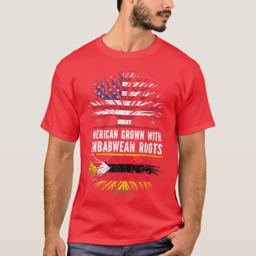 American Grown with Zimbabwean Roots USA Flag Zimb T_Shirt