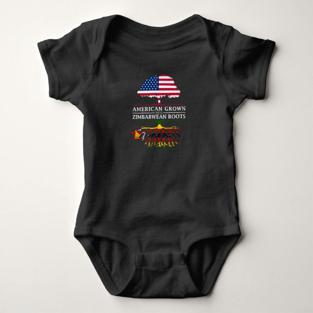 American Grown with Zimbabwean Roots   Zimbabwe Baby Bodysuit (Front)