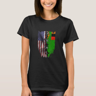 American Grown Zambian Roots USA Zambia Flag T-Shirt