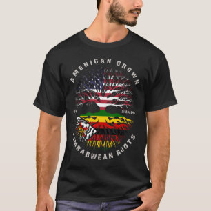 American Grown Zimbabwean Roots Zimbabwe Flag T-Shirt