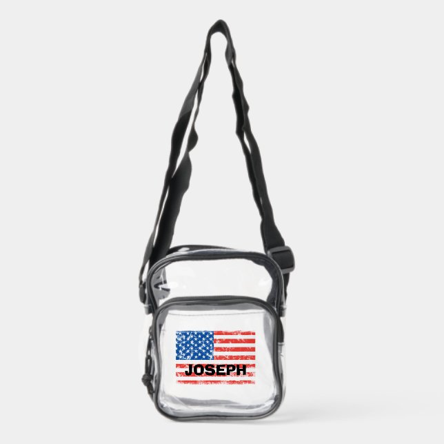 American Grunge Flag Personalized Cross Body Bag (Front)
