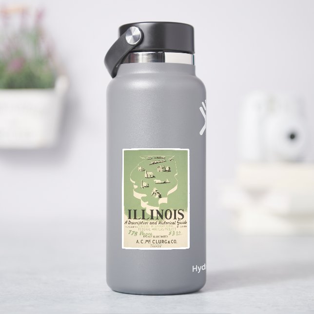 American Guide Series Volume On Illinois. Sticker (HydroFlask)