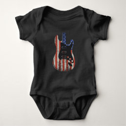 American Guitar Player US Flag Music Lover Baby Bodysuit