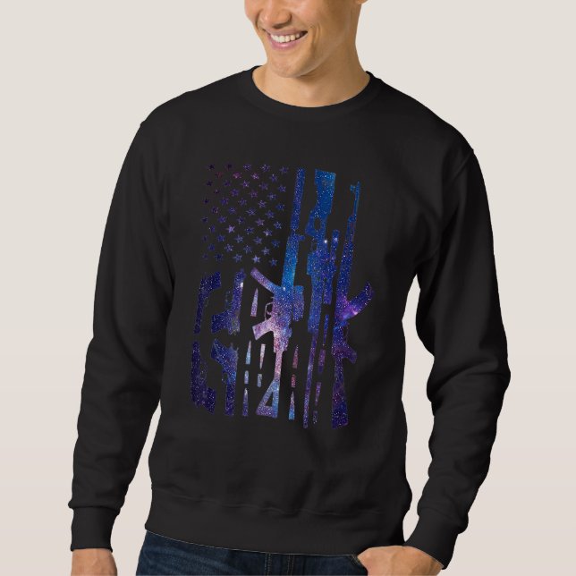 American Gun Flag Hand Gun Rifle Sniper Bullets Di Sweatshirt (Front)