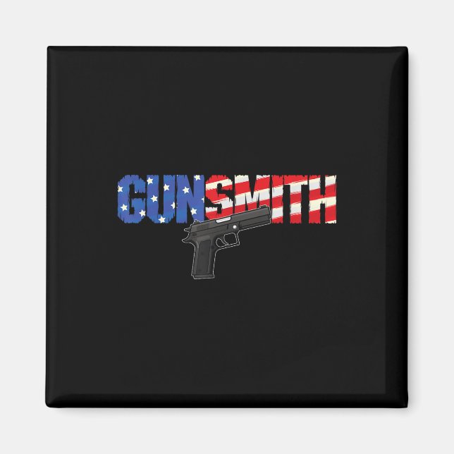 American Gunsmith Patriot Usa Flag Retro Style Gun Magnet (Front)