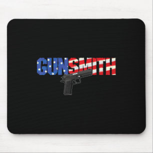 American Gunsmith Patriot Usa Flag Retro Style Gun Mouse Pad