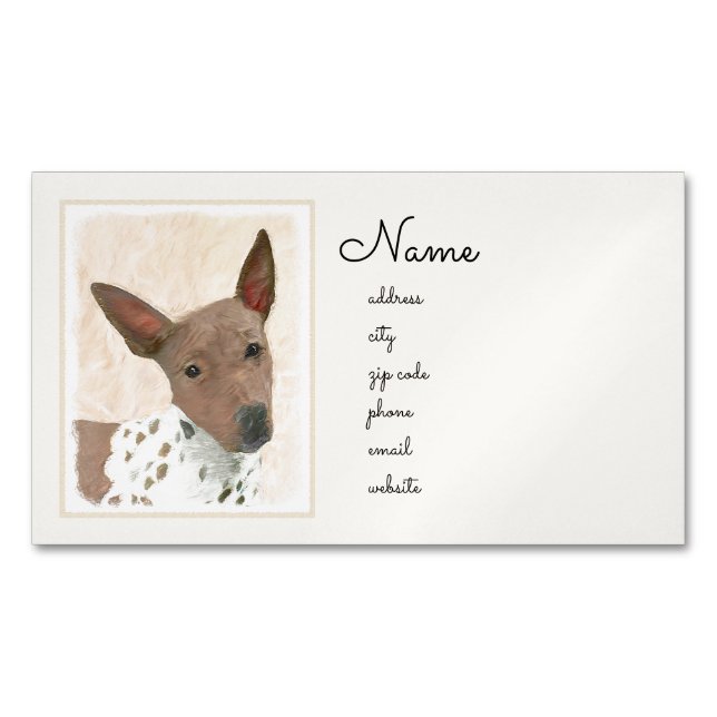American Hairless Terrier Painting - Dog Art Business Card Magnet (Front)