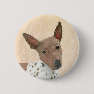 American Hairless Terrier Painting - Dog Art Button