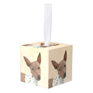 American Hairless Terrier Painting - Dog Art Cube Ornament