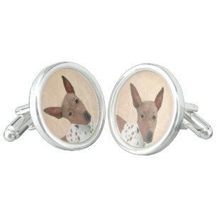 American Hairless Terrier Painting - Dog Art Cufflinks