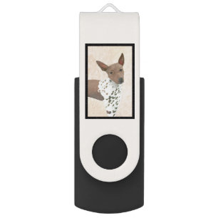 American Hairless Terrier Painting - Dog Art Flash Drive
