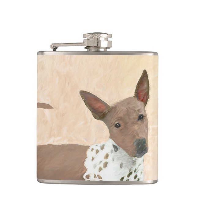 American Hairless Terrier Painting - Dog Art Flask (Front)