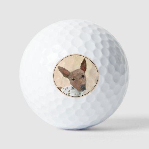 American Hairless Terrier Painting _ Dog Art Golf Balls