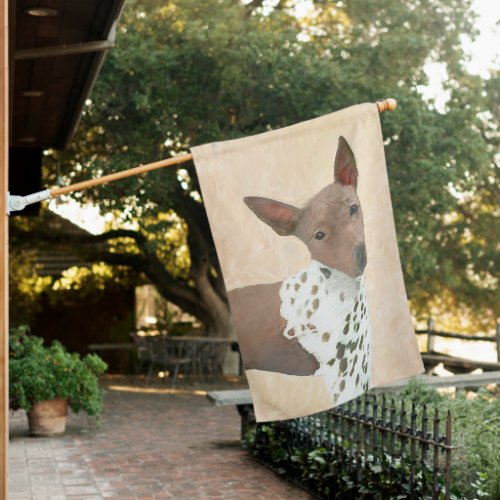 American Hairless Terrier Painting _ Dog Art House Flag