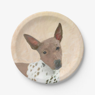 American Hairless Terrier Painting - Dog Art Paper Plates